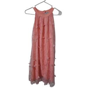 Floral Pink Flower Girl Embroidered Sleeveless A-Line Dress NWT Size 14 Girls